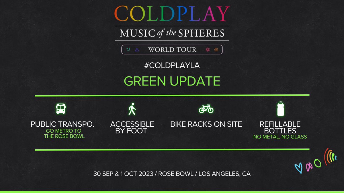 Go Metro to @Coldplay at the Rose Bowl tonight! 🚊 Take A Line to Memorial Park Station 🚶🏾 Walk to Parsons for RB-run shuttle 🚍 Shuttle tix $5 in advance, $10 in person: mtro.la/3Ner50PRrEx 🕜 Last train both nights: to DTLA & DTLB 12:30am, to Azusa 12:30am-1am