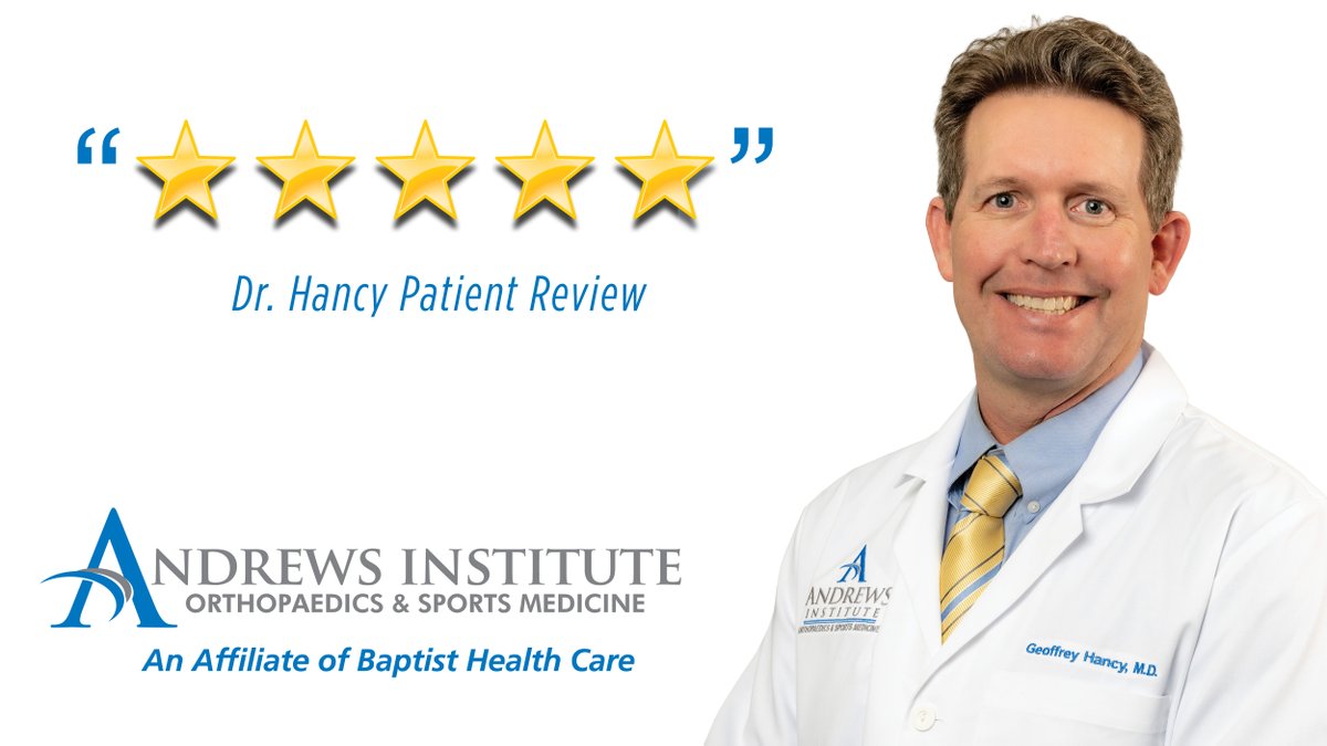 We love our 5-star reviews! To learn more about Dr. Geoffrey Hancy or to make an appointment, visit his profile page here: ow.ly/cI9p50ONhW6 #andrewsinstitute #sportsmedicine #orthopedics #nwfl