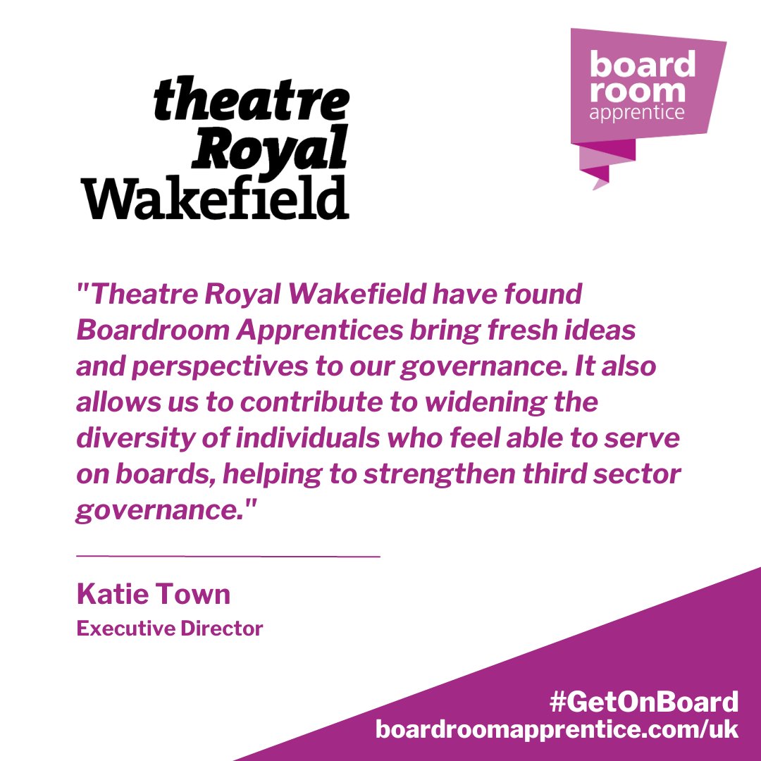 We are delighted to have <a href="/trwakefield/">Theatre Royal Wakefield</a> join as a host board for UK Boardroom Apprentice 2024.

They have shows for families, for fans of music, drama, comedy and more. 

Applications for UK Boardroom Apprentice 2024 are open!

Find out more 👉 boardroomapprentice.com/uk/ 

#GetOnBoard