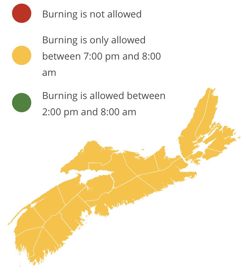 Oct 1: Burning is permitted after 7 p.m. across the province. 

Check before you burn and know your municipal bylaws! novascotia.ca/burnsafe/