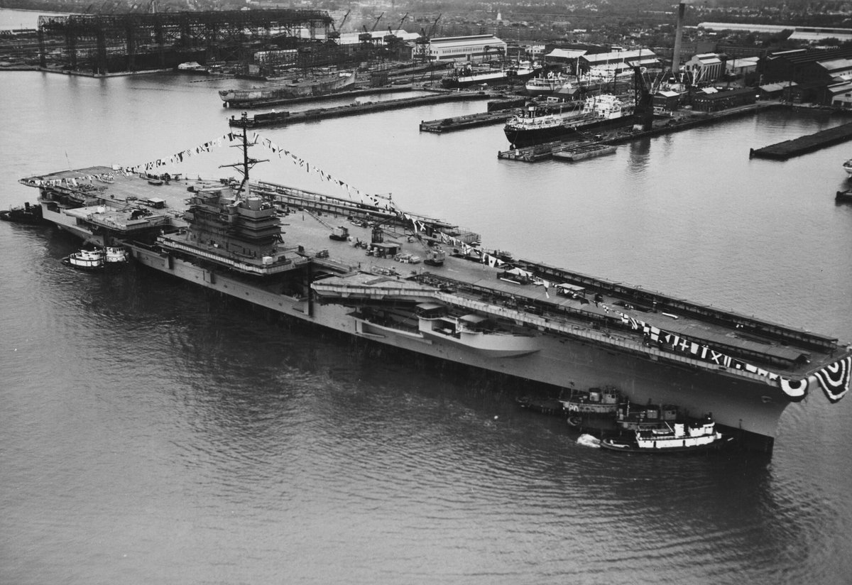 Boneyardsafari's tweet photo. A look back to USS Ranger CVA-61 being moved from the building dock to outfitting pier, 29 September 1956. #ussranger #cva61 #cv61 #flynav #navalsafari #aviationsafari #aviationpreservation #boneyardsafari https://t.co/KgjFw3Pf6H