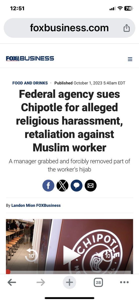 supernana's tweet image. 🇫🇷 jesuisjournaliste.fr 

#notamerican 

A 🇺🇸🧕🏼Muslima Chipotle staffer was harassed by her boss ⬇️

➡️🧕🏼Her boss asked her to remove her hijab +

➡️➡️ show 🇺🇸 him her🧕🏼hair 

[ NDLR: 🤦🏾‍♀️🤨😳 ]

➡️🧕🏼She refused + complained 

➡️🇺🇸 Chipotle did nothing 

foxbusiness.com/fox-news-food-…