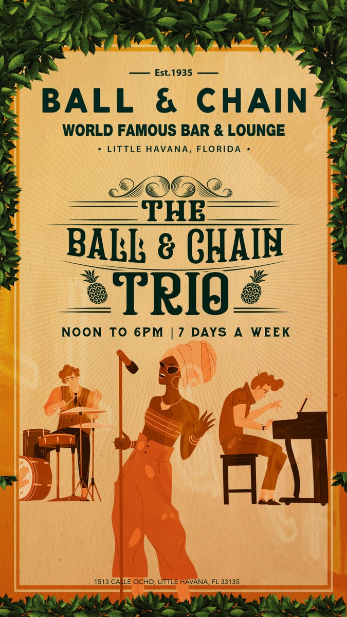 BallAndChainBar's tweet image. TODAY is #SalseroSunday!

The schedule in #LittleHavana:

#LiveSalsa - NOW to 6 p.m.
#LiveJazz - 6 to 9
@DJJorgeCharun - 8
FREE #SalsaClass - 9

TOMORROW: #MamboMondays with DJ Rivera + FREE #DanceClasses, 9!

#supportlocal ballandchainmiami.com
🍍💚