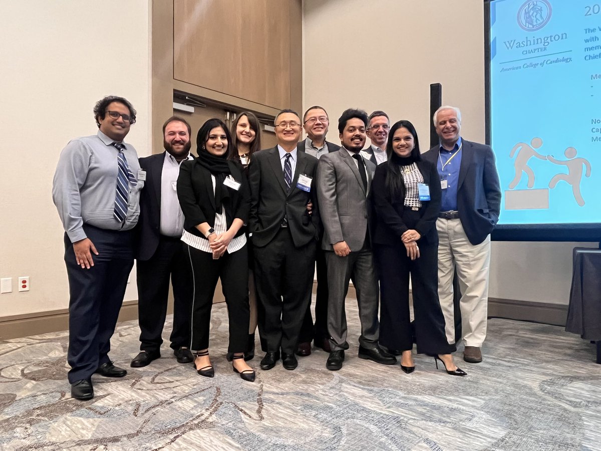 VMFHCards's tweet photo. What an awesome weekend at @WashingtonACC! Our fellows @Kpakanati3 @DrKunalkmishra got the opportunity to present cases on a panel to discuss management of acute &amp; chronic chest pain. Also look at the amazing turnout by our @VMFHCCH @VMFHealth family! #ACCFIT https://t.co/zC5eH18PlM