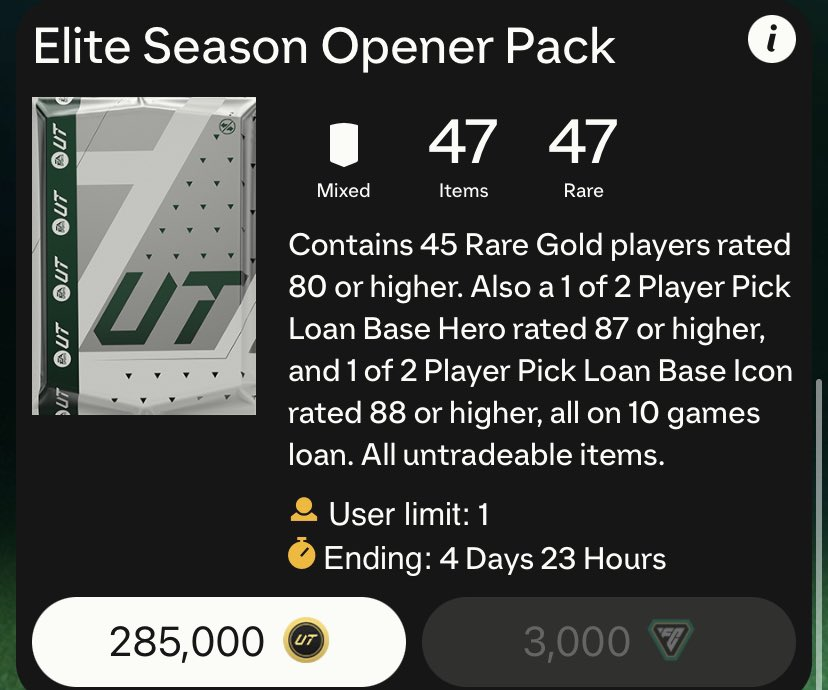 DannyAarons's tweet image. I’ll give some people who like this tweet the FC Points to open the 285k pack!  

Make sure you’re following so I can DM ✅