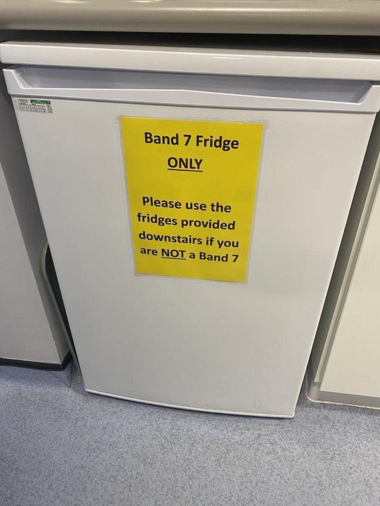 AdamOsborne44's tweet photo. Saw this on a post on facebook. 

Compassionate leadership at its finest. How no one has taken that off the fridge door i’ve no idea. #NHS https://t.co/0pjbowzZIG