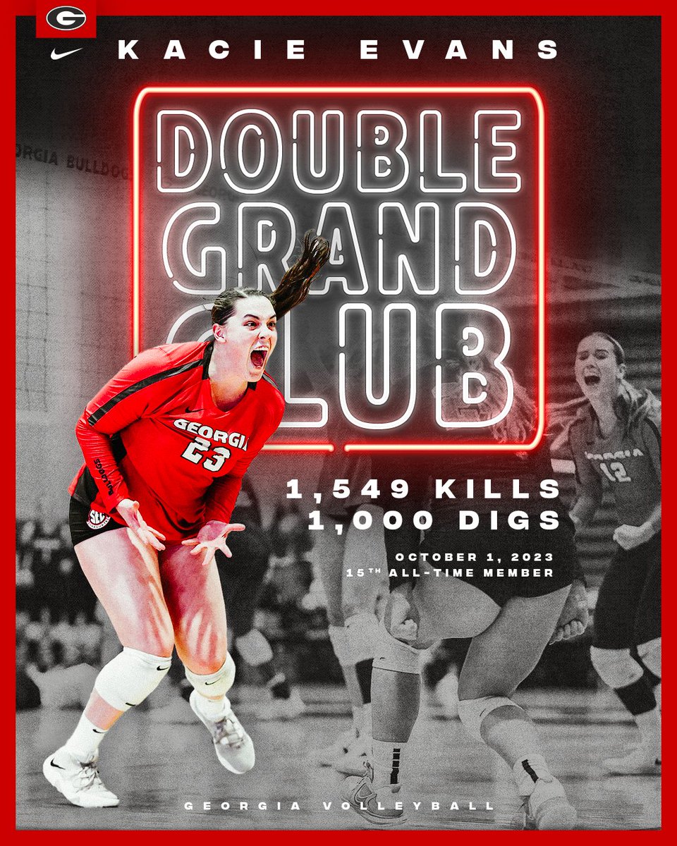 The 🐐 further cementing her status as one of the best to ever wear the Red and black! 

<a href="/kacieevans_/">kacie evans</a> has joined the 1,000 Dig Club and becomes the 15th member of Georgia's Double- Grand Club! 

#DGD | #GROW | #GoDawgs