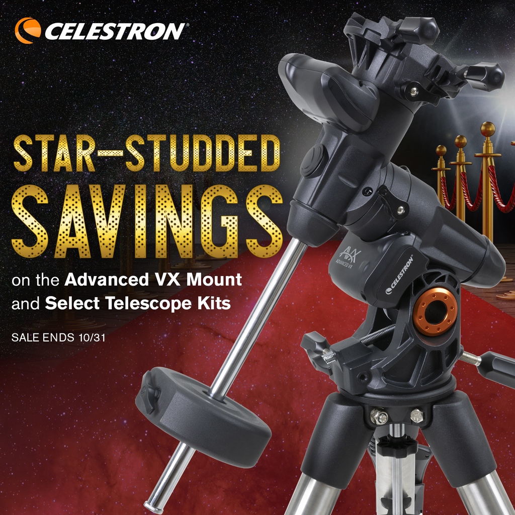 Celestron's tweet photo. Ready for an out-of-this-world deal? We're thrilled to announce BIG savings on our Advanced VX mount and telescopes all October long 🌌🔭 https://t.co/WJoSBGGdcj
#Stargazing #Astronomy #CosmicPromo #ExploreTheUniverse #AdvancedVX #Telescopes #OctoberOffer https://t.co/TBe8iLR44i