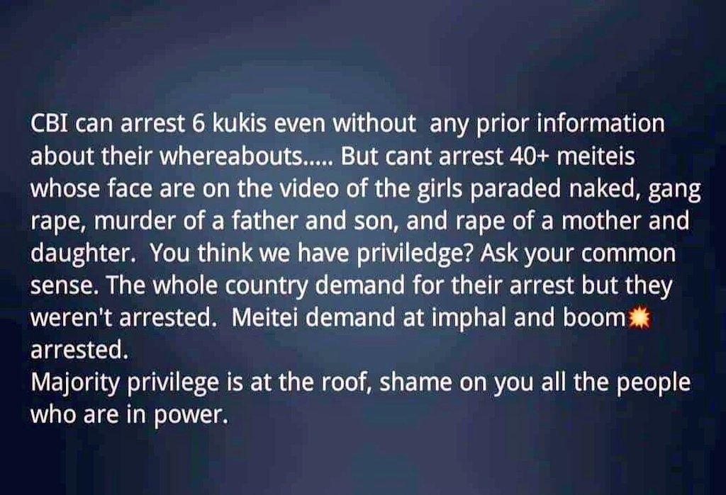 lunsuonkhup's tweet photo. What additional evidence is required to apprehend those responsible? We seek justice for minority communities. Are Meitei lives more valuable than the lives of our Kuki-Zo Tribal people?
#JusticeMatters #JusticeForKuki_ZoTribals 
#Arrest #Meiteiterroist #MeiteiRapists https://t.co/dwRHW300iD