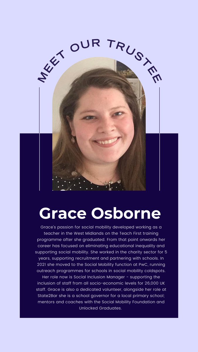 State2Bar's tweet image. Meet Grace, our Trustee!

#thebar #socialmobility #careers