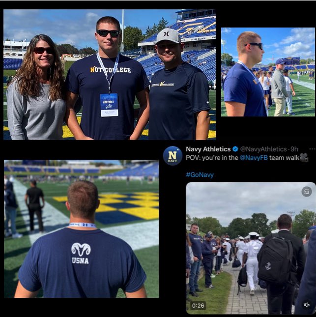 AlexRolocut's tweet photo. Really appreciate @_CoachNew , @CoachAIngram , @D_WallCoach, @DannyPayneNavy, and @CourtneyWeiner2  for having me out yesterday to the @NavyFB game.

@NavyFBrecruit #Soar24  #BeatEveryone

@CoachVLunsford @coach_cg @CoachAj_ @CoachAjwash__ @KingGeorgefoxes @NPCoachZim @tdhald https://t.co/IvRME3mdP2