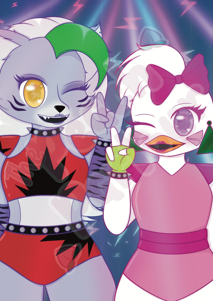 ⚡The girls⚡
I'm glad that this was one of our most popular prints at #acmecomiccon2023 because I just love how this turned out! 
#fnaf #fnaffanart #roxyandchica 
#fnafroxanne #fnafchica #fnafsecuritybreachfanart #fnafsecuritybreach #securitybreach #fivenightsatfreddys #fanart