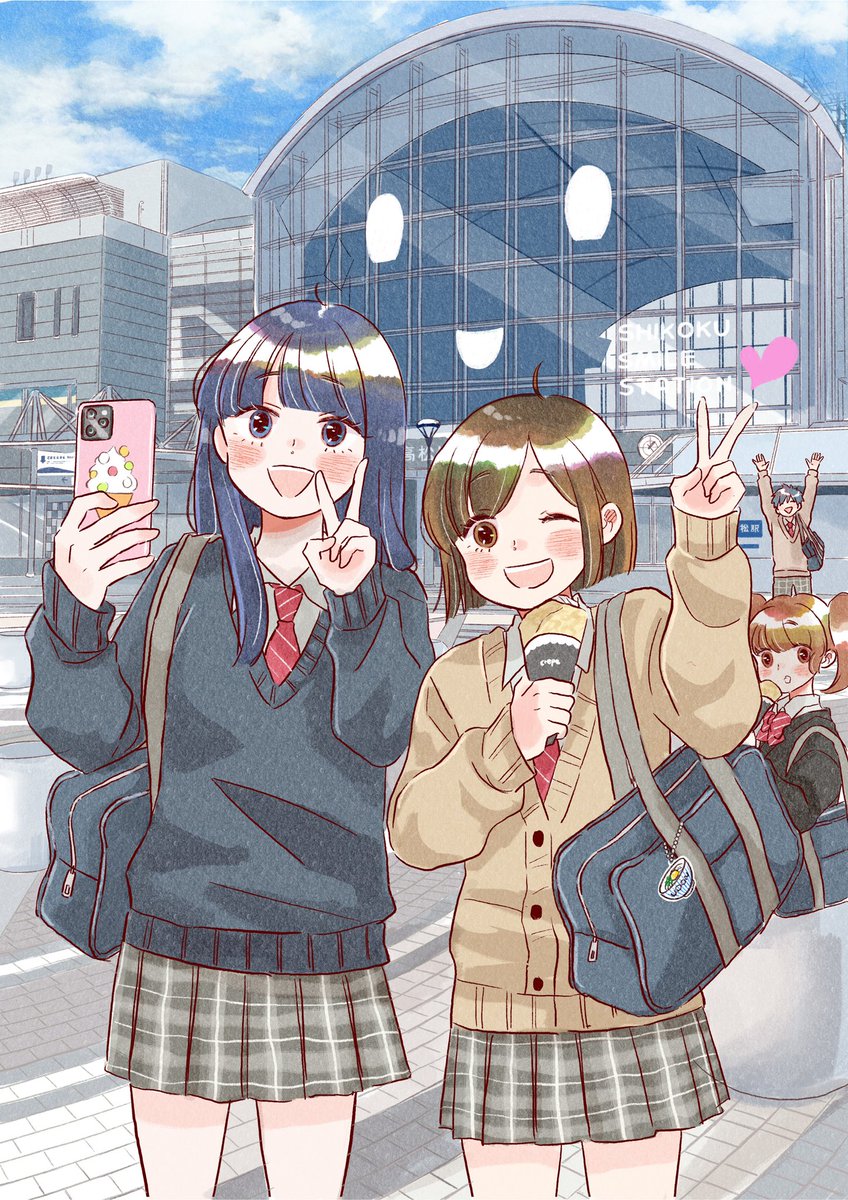 JR四国高松駅には顔があります😊可愛い❤️
パシャリ📷と写真を撮る学生達😘
#高松駅