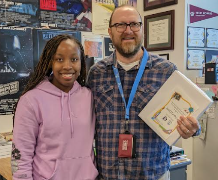 Congrats to our <a href="/Denton_High/">Denton High School</a> NHS Blue House Member of the Month Kanaisia and the teacher she chose to recognize Mr Matthews!