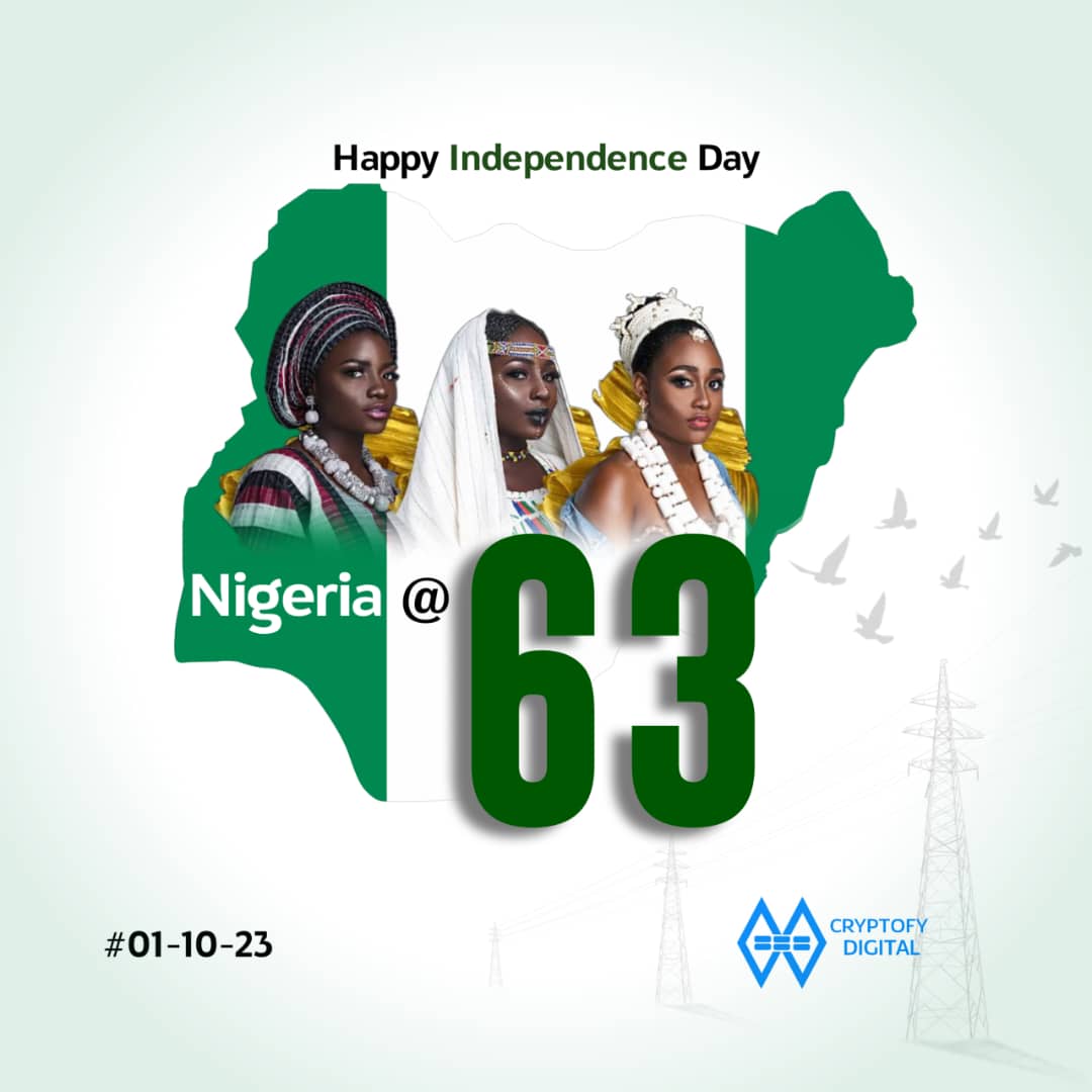 CryptofyAfrica's tweet photo. Originality is independence, not rebellion; it is sincerity, not antagonism.
Happy independence Nigeria.
#CryptofyAfrica #cryptofygoldcoin #cryptofydollar #CryptofyGlobal #NigeriaAt63 https://t.co/hriHuMnBfN