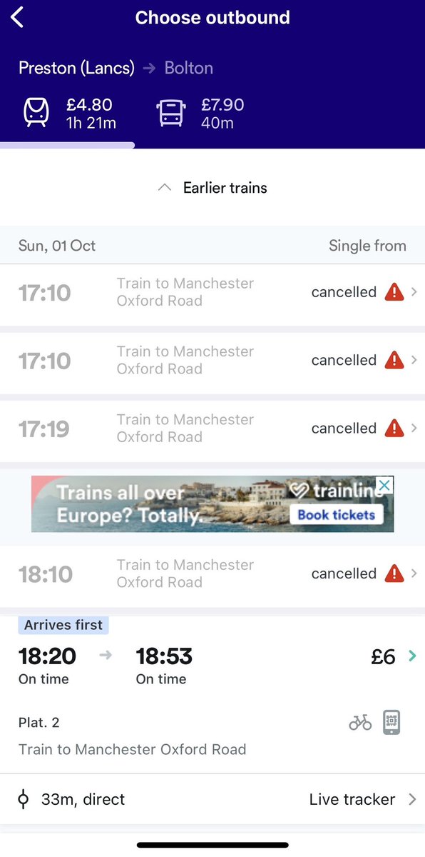 What’s going on with the Preston to. Bolton trains <a href="/northernassist/">NORTHERN 🚆</a> ?
Now the 18:20 is cancelled and all we’ve been told is to wait for the next one in an hour.