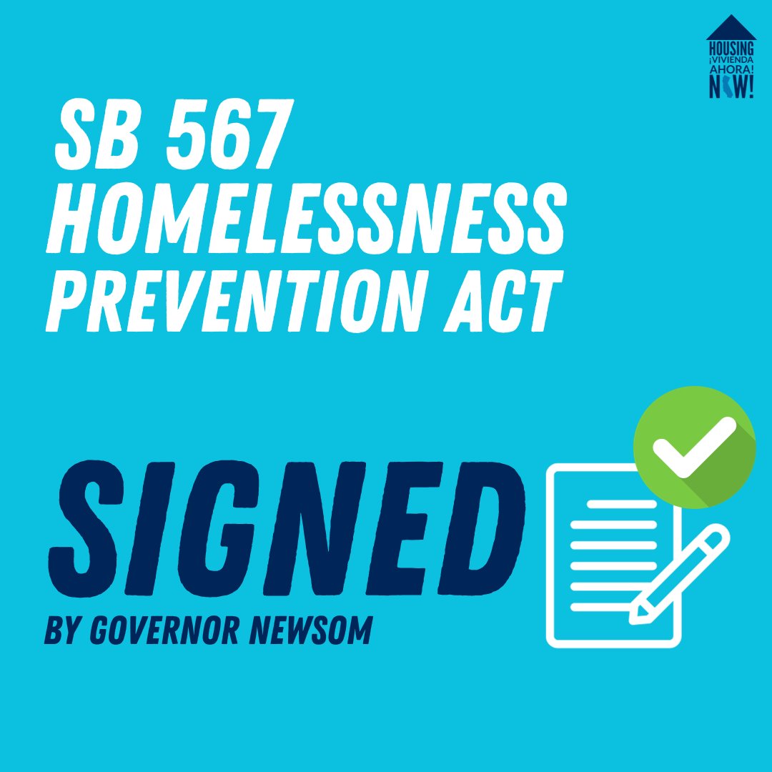 A big victory for homelessness prevention! Thanks @GavinNewsom for signing #SB567. And thanks to @SenMariaEDurazo for championing this legislation and protecting vulnerable renters from unscrupulous landlords. This new law helps people stay in their homes!