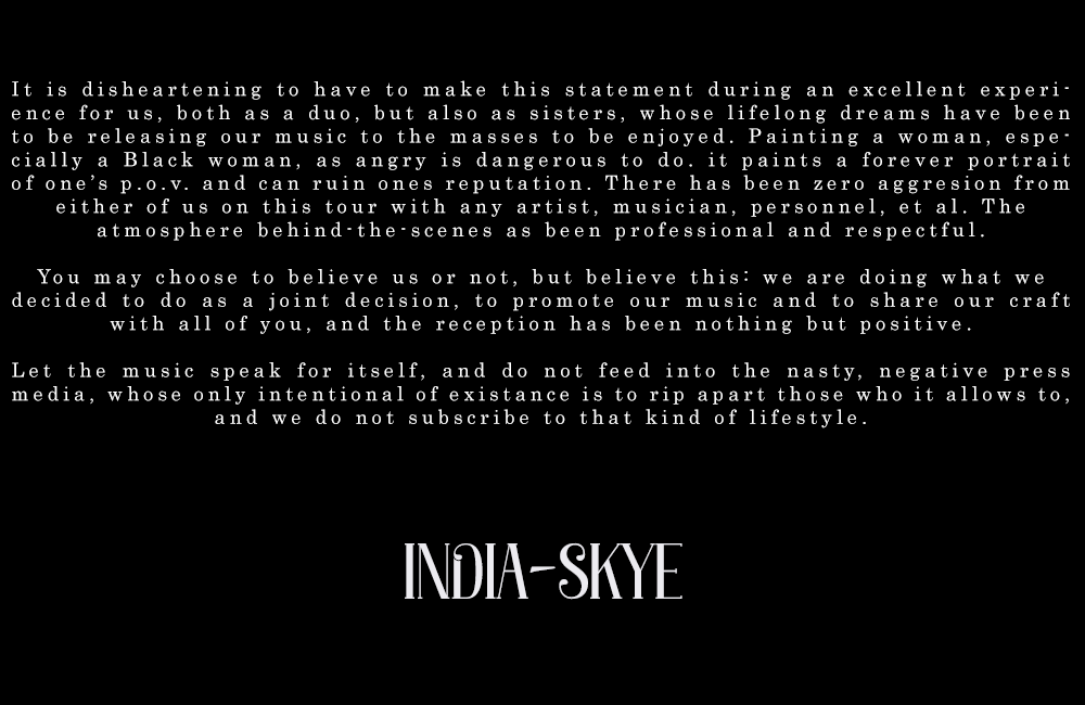 Statement, via India-Skye (10/01/2023):
