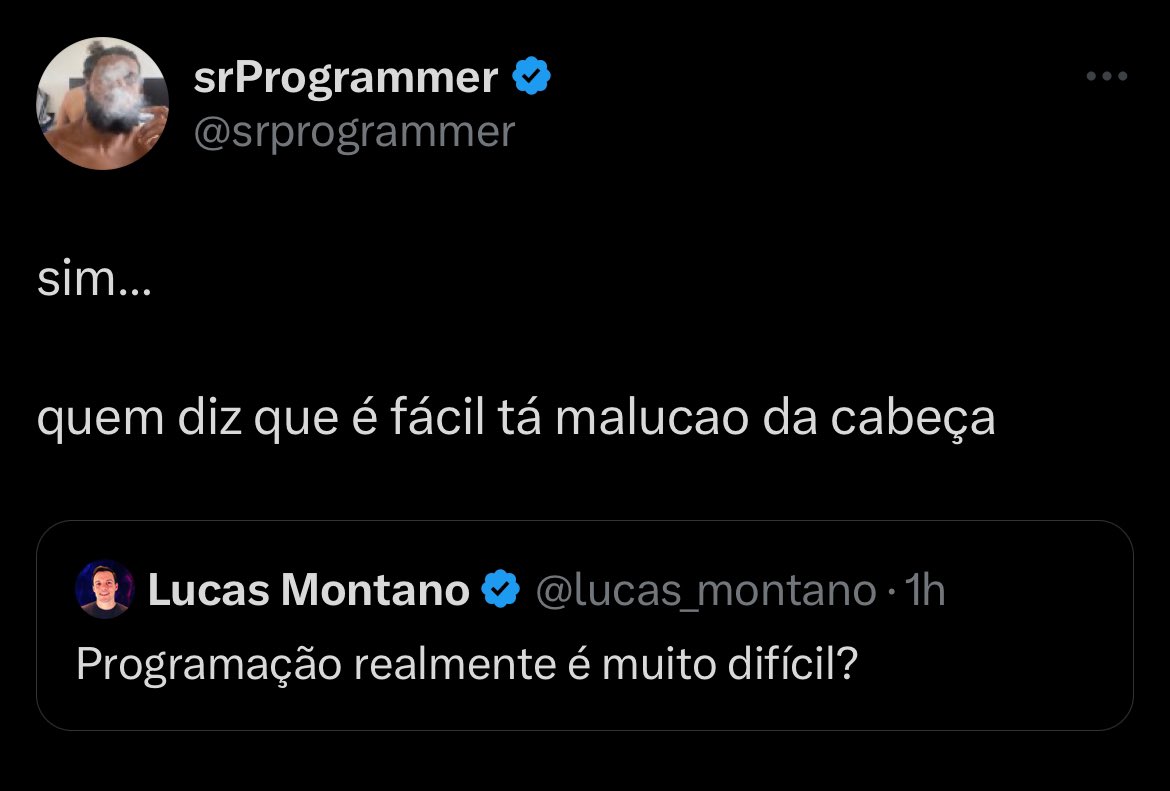 choqueidev's tweet image. 🚨PERGUNTA: Vocês acham programação fácil?