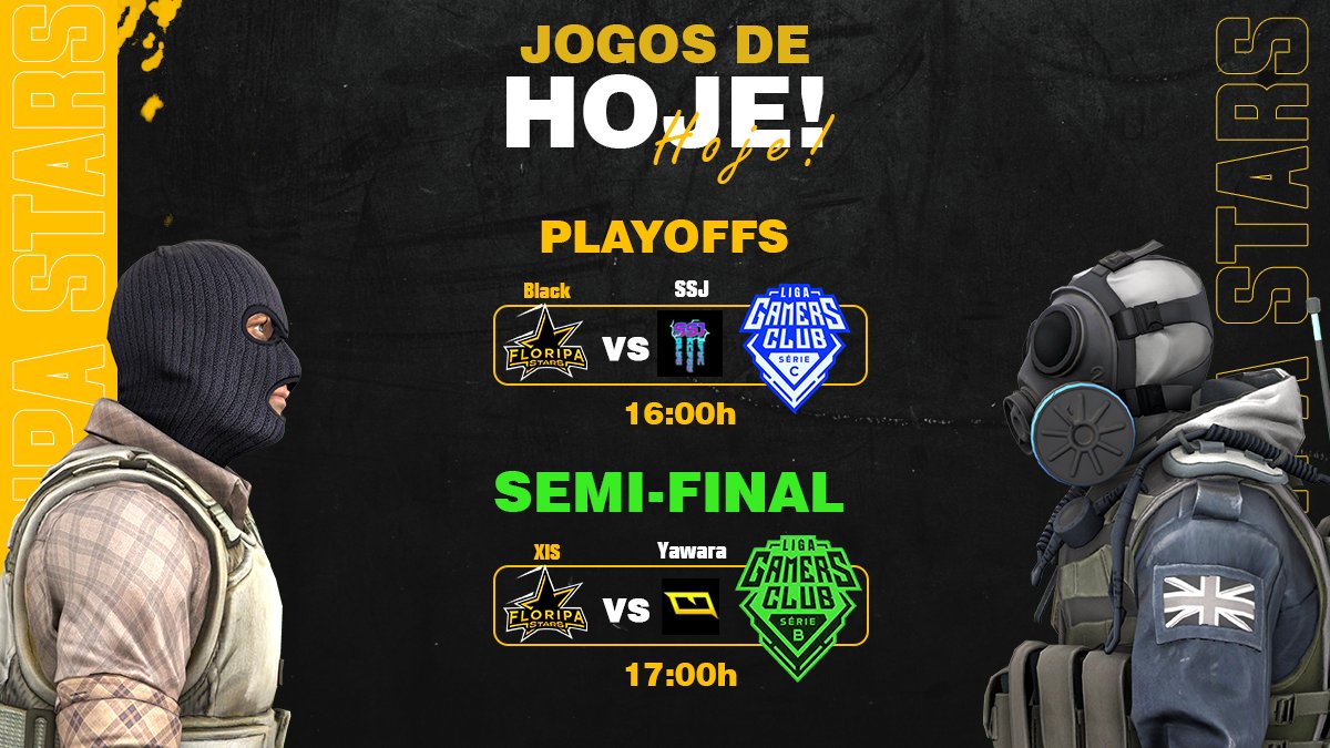 FloripaStars's tweet image. ⭐️Jogos de hoje:

@FloripaStars Black X SSJ (Playoffs Série - C)
às 16h00
kick.com/meio-demais
twitch.tv/zakk31

SEMI-FINAL Série - B
@FloripaStars Xis X @yawaragg 
às 17h00
 twitch.tv/gui_vencato