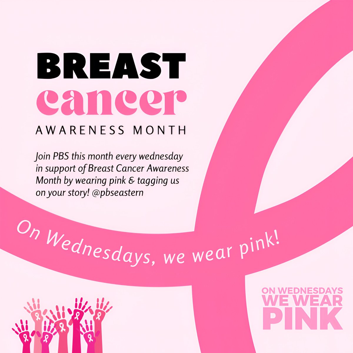 PBSEastern's tweet photo. October is here, and so is Breast Cancer Awareness Month! Participate with PBS in raising awareness, showing support, and inspiring hope. Lets paint October pink!🎗️💕

Keep an eye out for facts about breast cancer posted on our story every week! #BreastCancerAwareness #Pinktober https://t.co/XOyq5eBRXf