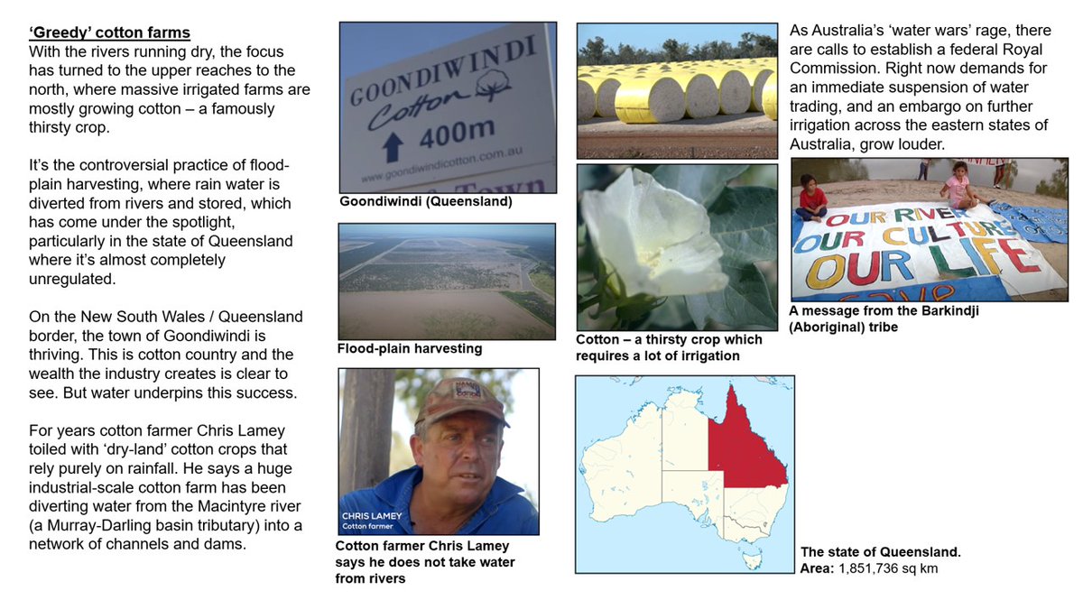 Australia’s Water Wars: Sharing here a guided question sheet for the BBC 'Our World' documentary about water conflicts in the Murray-Darling river basin. Useful for AQA A-Level Resource Security topic and other specs. Includes answers and video link. #geography #geographyteacher