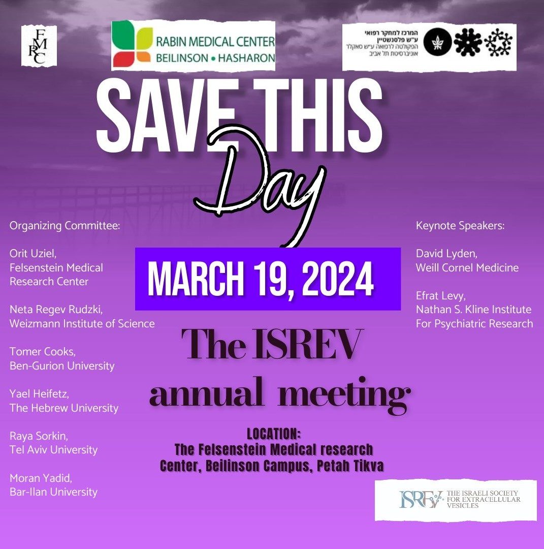 Regev Rudzki WIS (@regevw) on Twitter photo Save the date! 🕰️✔️Our Annual Israeli #EV Meeting 4th, on 19th March 2024. <a href="/IsrevR/">ISREV-the Israeli society for EVs research</a> #ExtracellularVesicle Save the date! 🕰️✔️Our Annual Israeli #EV Meeting 4th, on 19th March 2024. <a href="/IsrevR/">ISREV-the Israeli society for EVs research</a> #ExtracellularVesicle