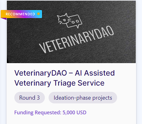 VeterinaryDAO's tweet photo. We're glad to have received the 'recommended' badge 2nd time in a row on Deep Funding's peer review.
🔗 https://t.co/RT6BCYG6lp
Our scores, on a 1 to 5 scale:
Feasibility: 5
Viability: 4
Desirability: 5
Alignment with SNET’s Goals and Values: 4
#SNETCommunity #Veterinary #AI https://t.co/qUTAVXck95