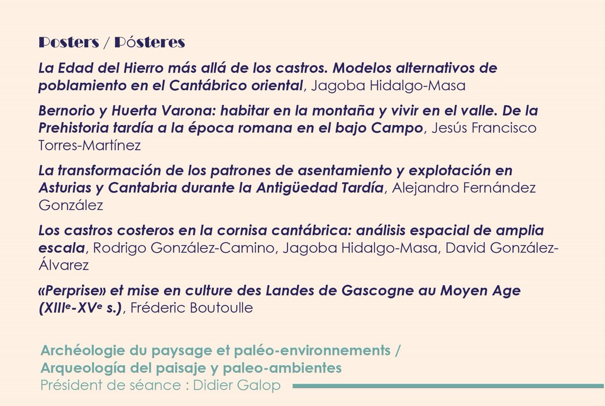 Esta semana comienza el Coloquio AQUITANIA 2/5 octubre

ENTRE MONTAÑA Y OCÉANO: HOMBRES, AMBIENTES Y TERRITORIOS DE AQUITANIA A LAS CUMBRES CANTÁBRICAS
Palacio de La Magdalena Santander