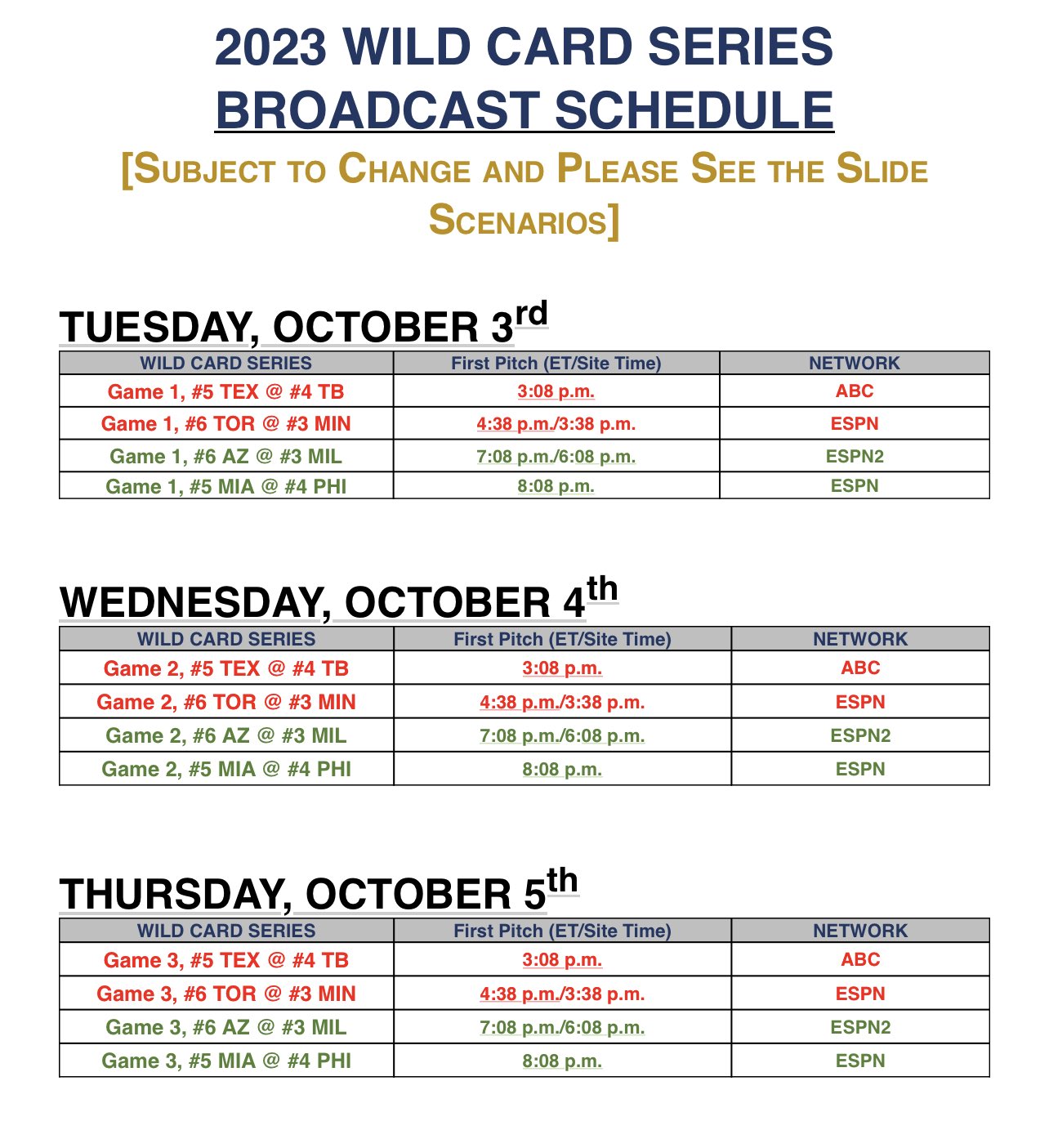 wild card schedule 2023