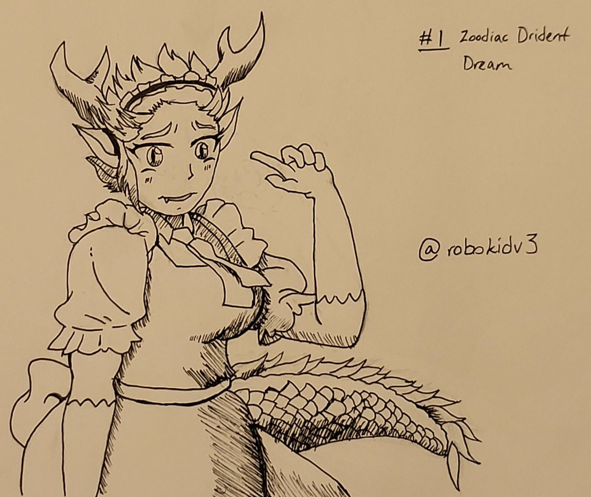 RobokidArts's tweet photo. Yug-INK-Oh 2023: #1 Zoodiac Drident
Drident always dreamed of being a dragonmaid. She just didn't know it would be so soon.
#inktober2023 #inktober #yuginkoh #yugioctober #zoodiac #dragonmaid #tohru #Kobayashi #yugioh #costume https://t.co/C7VYfSSagg