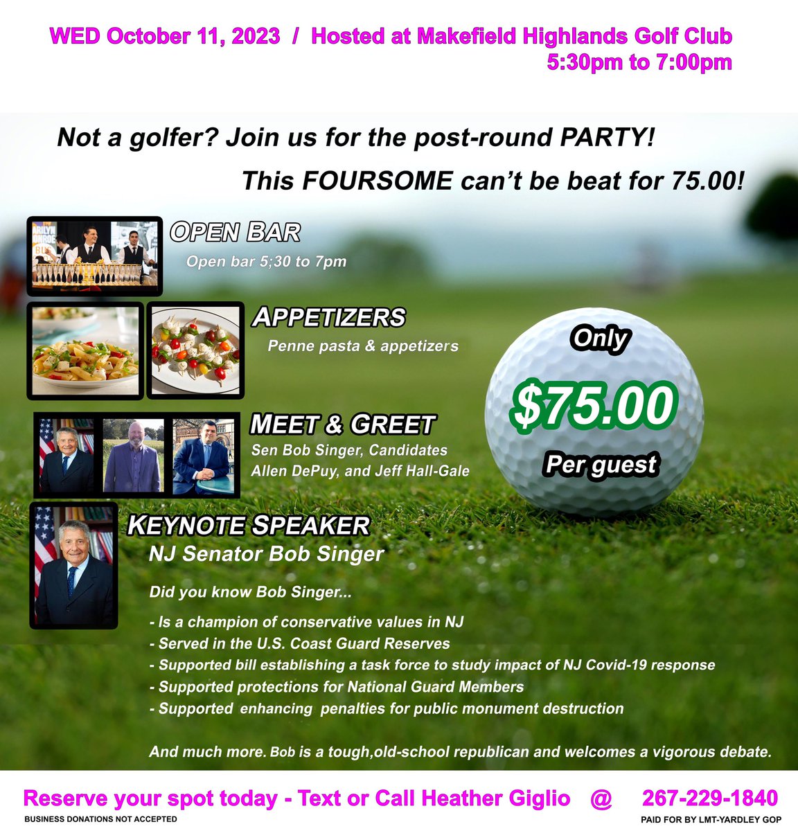 AllenDepuy's tweet photo. Join us Wednesday 10/11 at our Social Mixer, and meet our candidates while enjoying delicious appetizers & open bar. Our guest speaker is the distinguished Senator Bob Singer of New Jersey.
And don’t forget: vote FORE Allen on November 7th! #ShowYourSupport #voteforallen https://t.co/cnp3HHFEpj