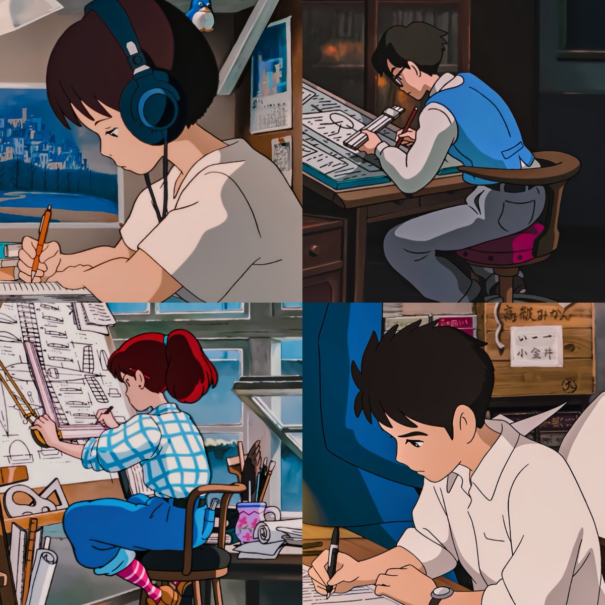 anime_'s tweet image. Studio Ghibli characters studying