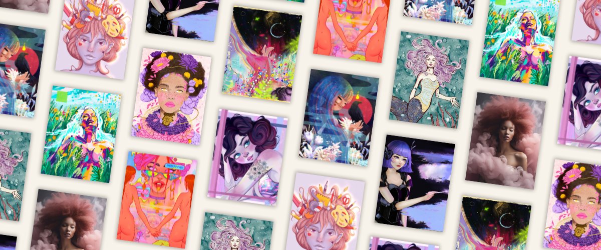 My book Digital Horizons is almost ready, and so is the companion digital art collection - pictured below! 🤩
Created by 10 outstanding women artists, these pieces will be available as a free claim to every reader! 
🙏 There are TWO things you can do to support us while we await