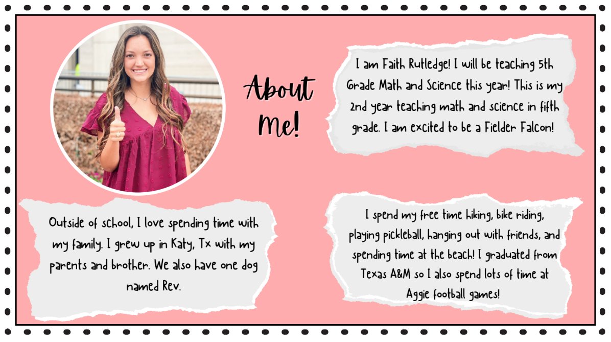 Please help us welcome our new 5th grade teacher, Ms. Rutledge! <a href="/faithrutledge_/">Faith Rutledge</a>  #fielderpride