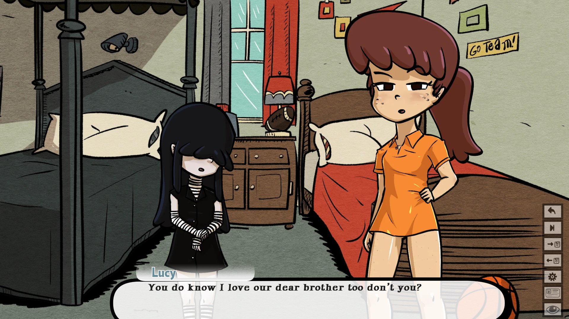 Catspeaker on X: Lynn and Lucy are having a serious discussion about  Lincoln... and why is Lynn wearing Lincolns Shirt?! Play the Lewdest House  to find out! New public release today! Loudhouse 