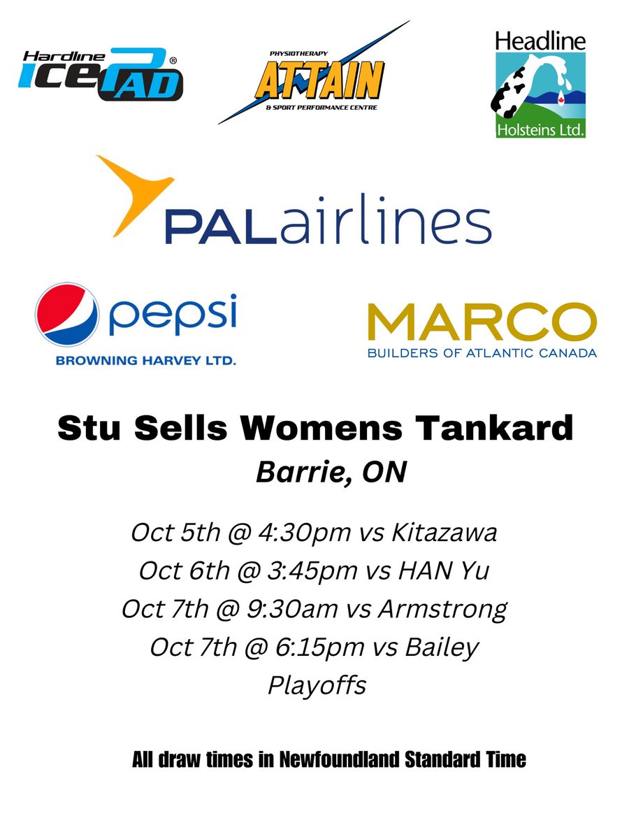 You will find us in Barrie, ON this week for the Stu Sells Women’s Tankard! Looking forward to our first travel spiel of the season! ✈️🥌💪
Stay tuned for our new jacket reveal on Tuesday night! We are excited to hit the ice with them this week! ♥️
#thankyousponsors