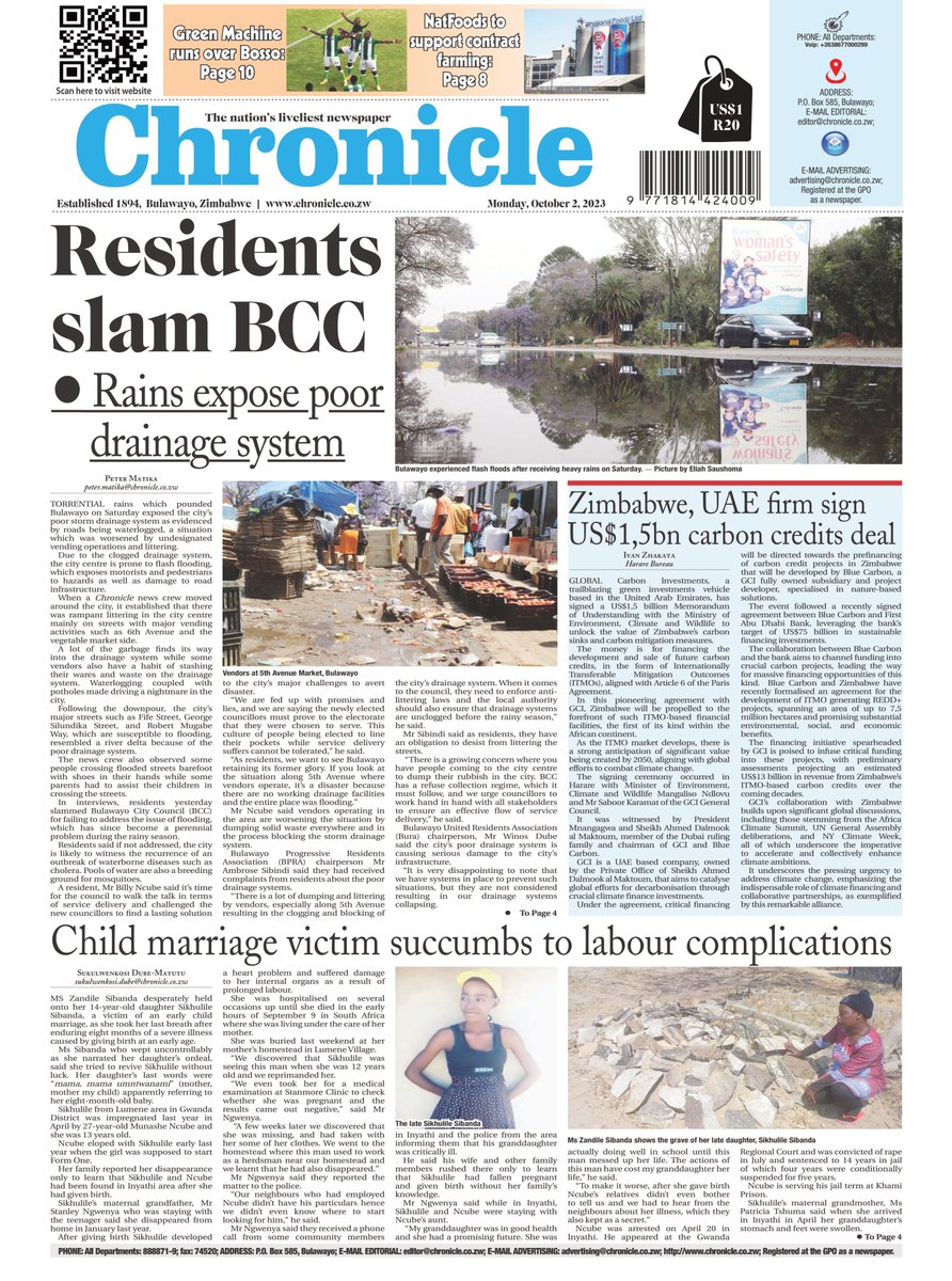 ChronicleZim's tweet photo. Your daily newspaper is out...get a read! https://t.co/FDriGFAN2C