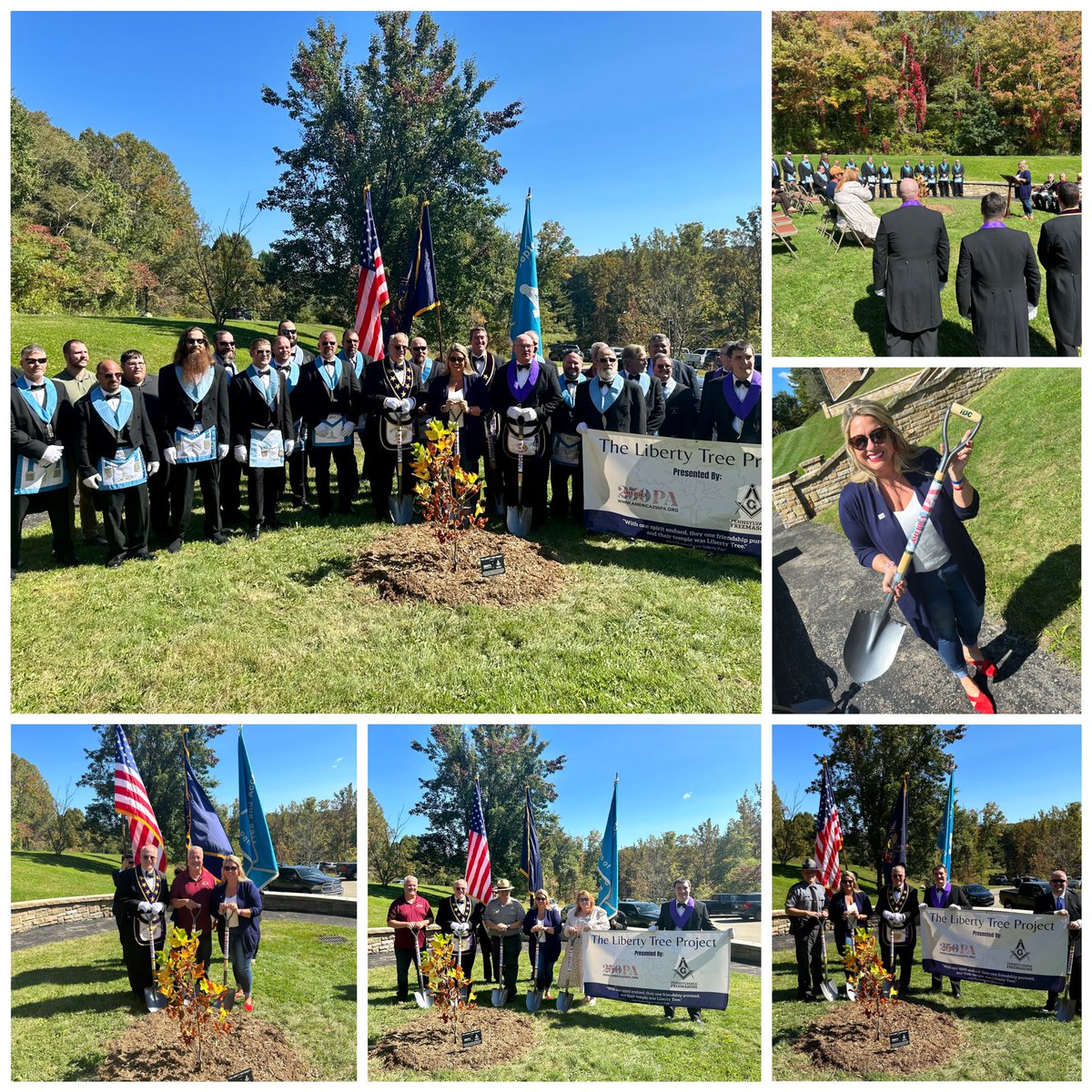 America250_PA's tweet photo. What an #EPIC Sunday we had today traveling for our #America250PA #LibertyTreeProject! We will plant 1 certified Tree in each of the 67 counties in commemoration of the 250th anniversary of the United States in 2026! Today, trees were planted in #FayetteCo and #WestmorelandCo! https://t.co/1Sgpv0XhS7