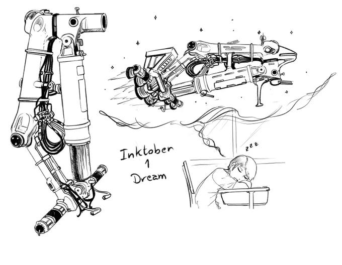 Wanted to do some studies of mechanical parts, so decided to pair it up with inktober / 1 - Dream
#Inktober #inktober2023 