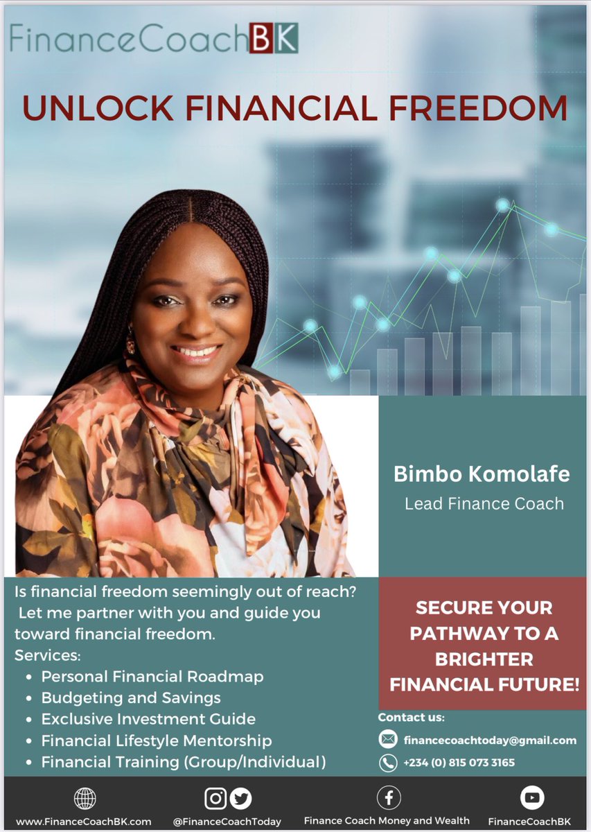 Financecoachtoday (@financecoachbk) on Twitter photo Welcome to October👌
Here are some common money mistakes to avoid this month:
• Not discussing finances with your Partner.
• Don’t mix personal funds with Business funds
• Borrowing wrongly
• Don’t expose yourself to financial errors or pressures Welcome to October👌
Here are some common money mistakes to avoid this month:
• Not discussing finances with your Partner.
• Don’t mix personal funds with Business funds
• Borrowing wrongly
• Don’t expose yourself to financial errors or pressures