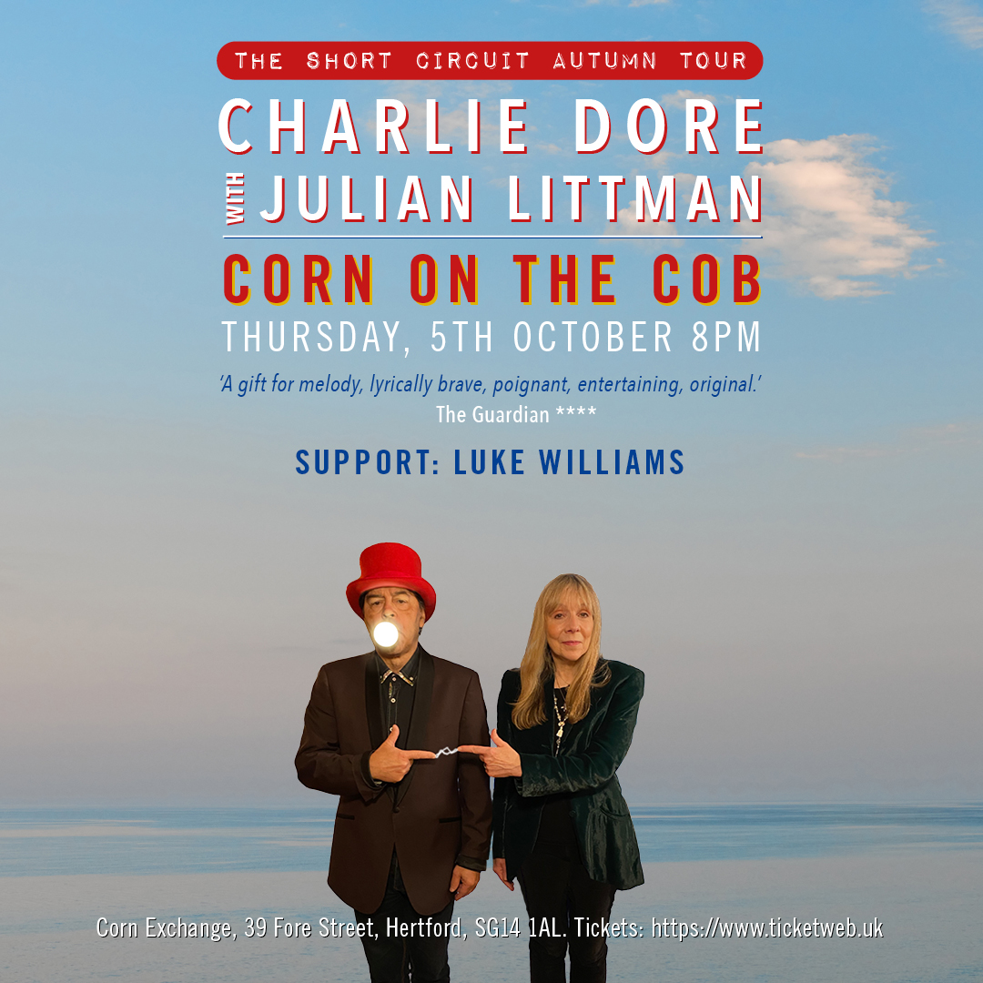 CharlieDore's tweet photo. #Heartford #Hatfield #HemelHempstead & beyond This Thurs Oct 5th we're headlining a special night of unusual songs & unlikely stories at @CornHertford hosted by #CornOnTheCob.@JulianLittman & I are supported by excellent @ljwilliamsmusic Book ahead!🏃♀️Tkts: https://t.co/L9LFr6UN1S https://t.co/mHLag5M4dI