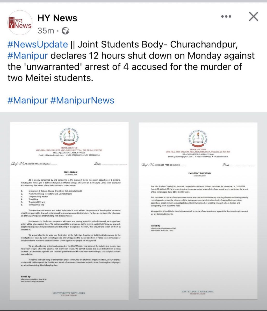 Bandh on #GandhiJayanti2023 for arresting Murderers of cold-blooded India Horror Murder of two Meitei school kids by Kuki, at their own district. 😂😂 Enjoy. 

I thought they were going to offer flowers to Gandhiji statue to prove their Indianess. #ResilientManipur