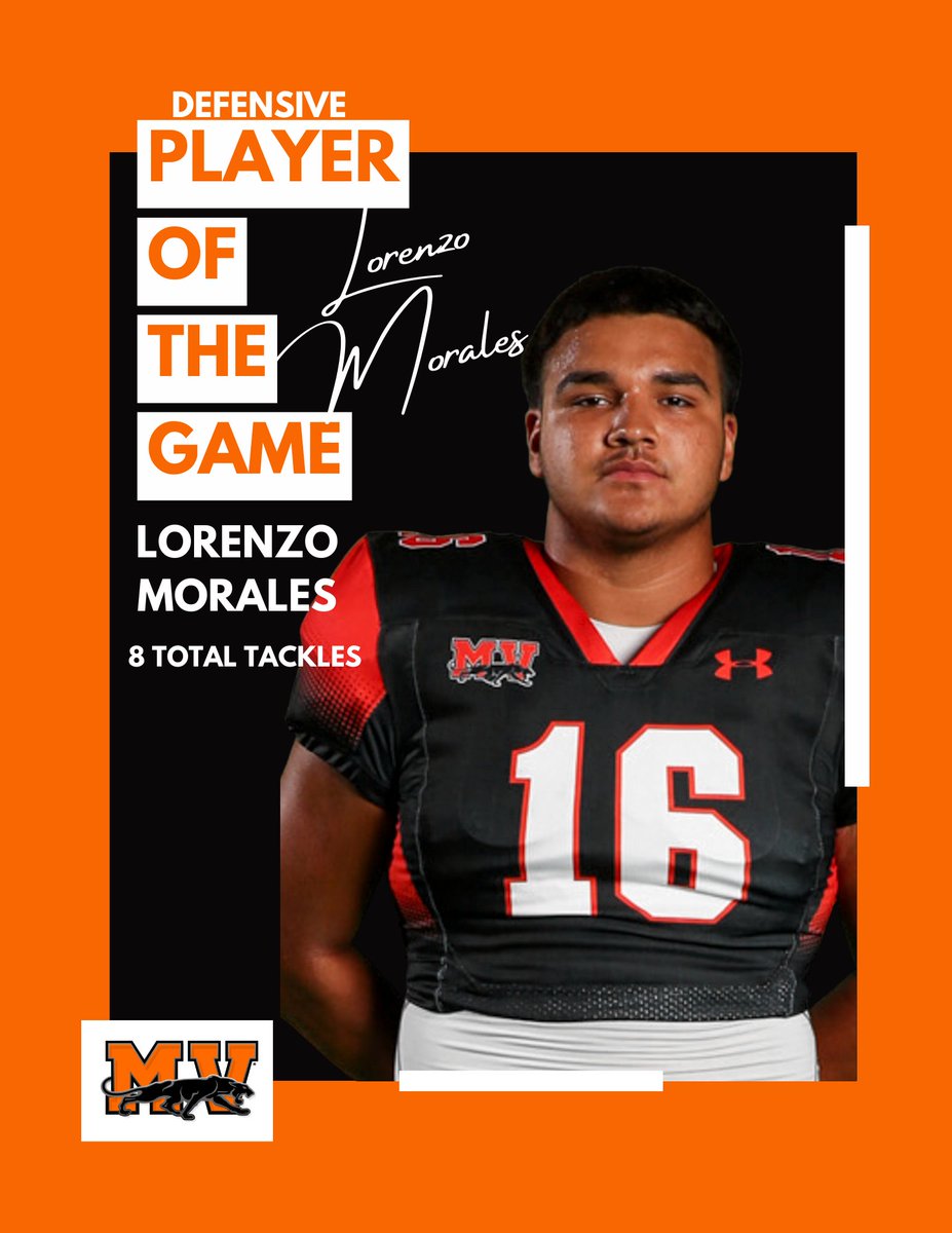 MVHSpanthersFB's tweet photo. The Defensive Player of the Game vs EP Winn
#PantherTOUGH
@loady78 https://t.co/ZQift97yWe