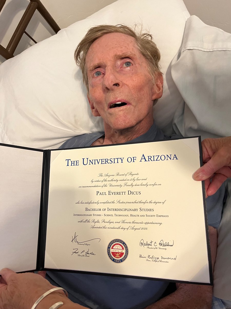 Dr. Kevin Dicus (@dicus_kevin) on Twitter photo Dad entered medical school before completing his last course for his BA from <a href="/uarizona/">University of Arizona</a>. It was his great regret to be the only Dicus without a UofA diploma. Thank you <a href="/UArizonaPres/">UofA Executive Office of the President</a> for helping him. He died one day after becoming an official graduate. We are all Wildcats now. Dad entered medical school before completing his last course for his BA from <a href="/uarizona/">University of Arizona</a>. It was his great regret to be the only Dicus without a UofA diploma. Thank you <a href="/UArizonaPres/">UofA Executive Office of the President</a> for helping him. He died one day after becoming an official graduate. We are all Wildcats now.