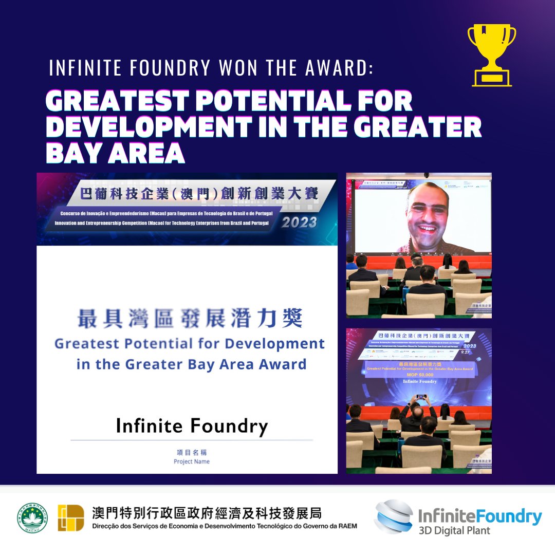 Infinite Foundry has won the award “Greatest Potential for Development in the Greater Bay Area” by the Economic and Technological Development Bureau (DSEDT) of the Macao Special Administrative Region (MSAR). Many thanks for this prestigious award and @uptecporto for inviting us😀