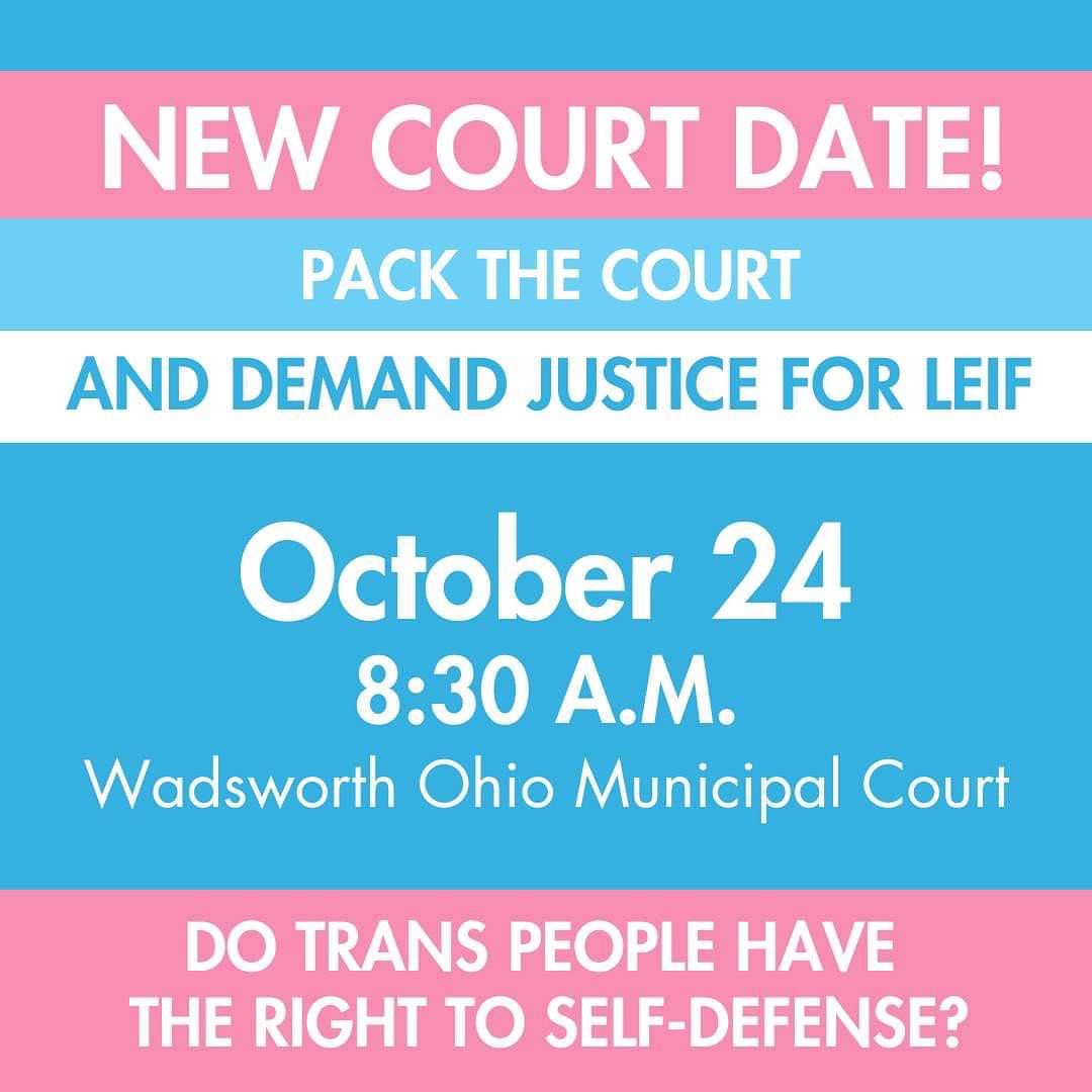 Pack the court for our comrade Leif! Now is the time to stand up and show true solidarity for trans rights. Stay tuned for the best ways to show up as court support and additional instructions on how to do so effectively. Stay vigilant!
