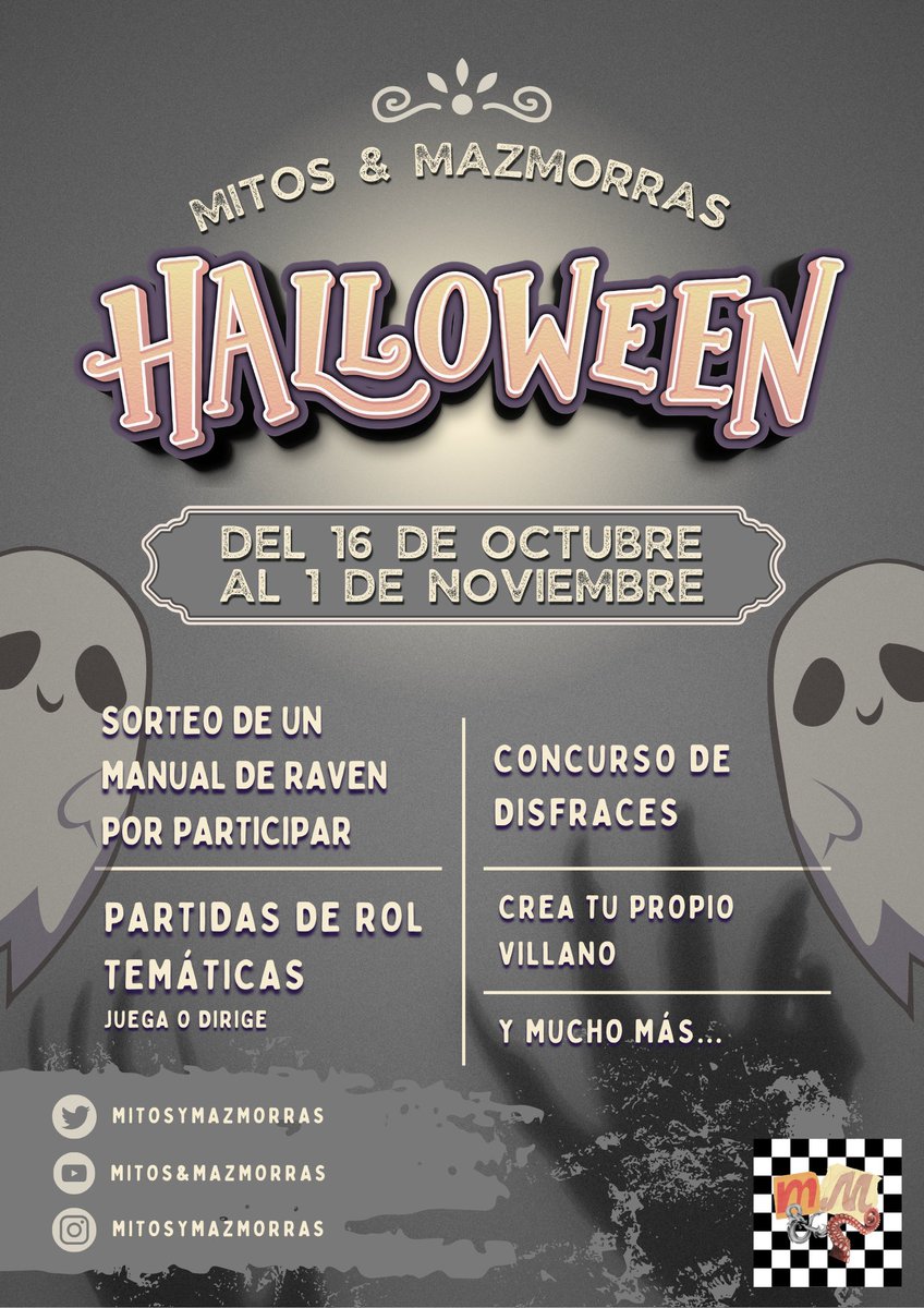 MitosyMazmorras's tweet photo. Hoy que entramos en la Spooky Season 🦇 os queremos presentar el evento rolero online que estamos planeando para las últimas semanas de octubre 🎃: #halloweenMyM https://t.co/3Xad47creh