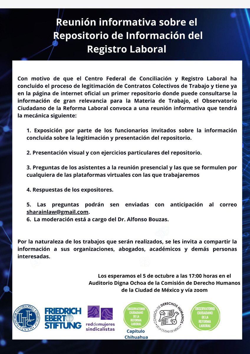 Atención para los Compañeros del Observatorio Ciudadano Laboral