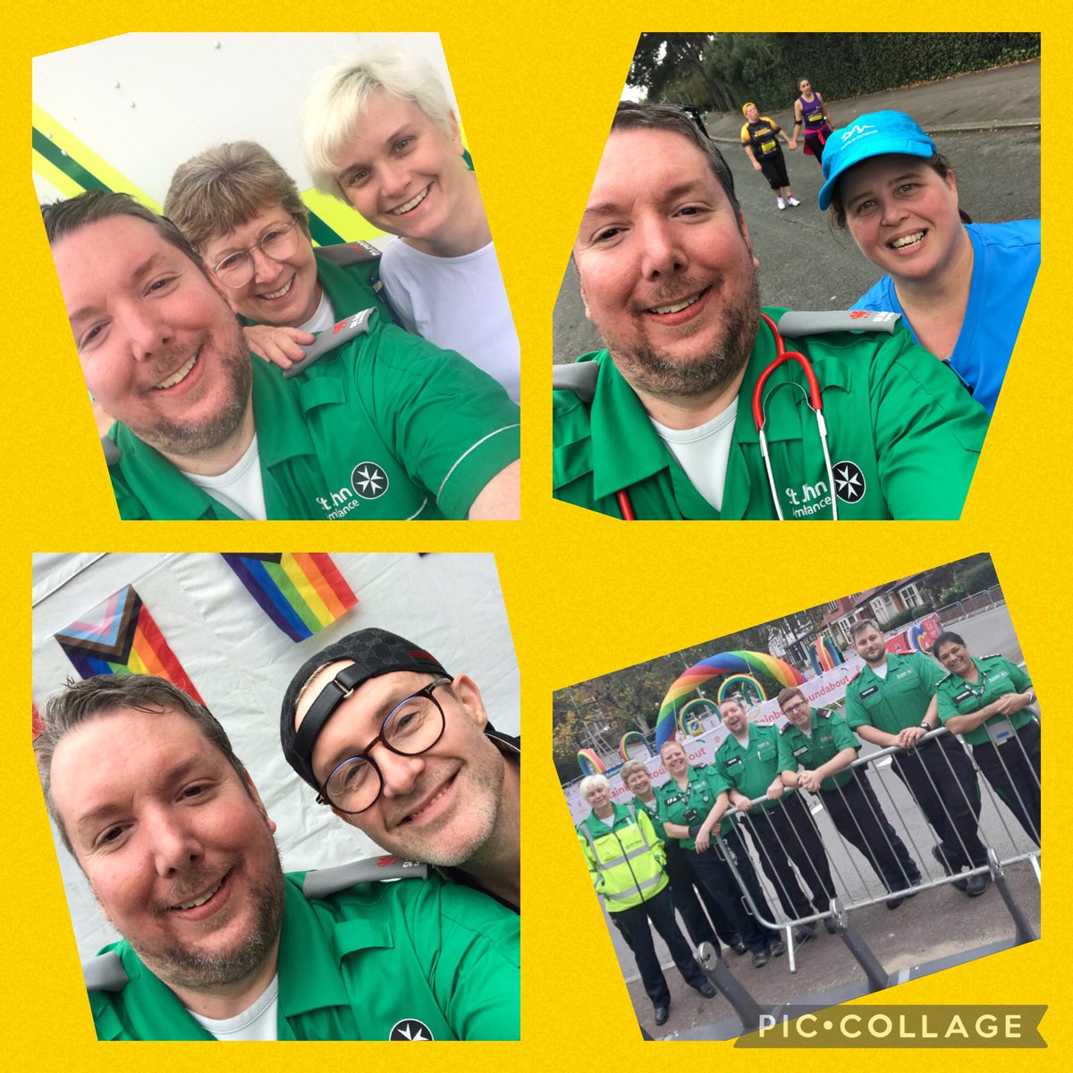 A busy day for the @SJACymru team at #RainbowRoundabout for @CardiffHalf 👍 Thanks all, great team work and great to see my work wife @Emnp6 and H from @OfficialSteps 🌈 🚑